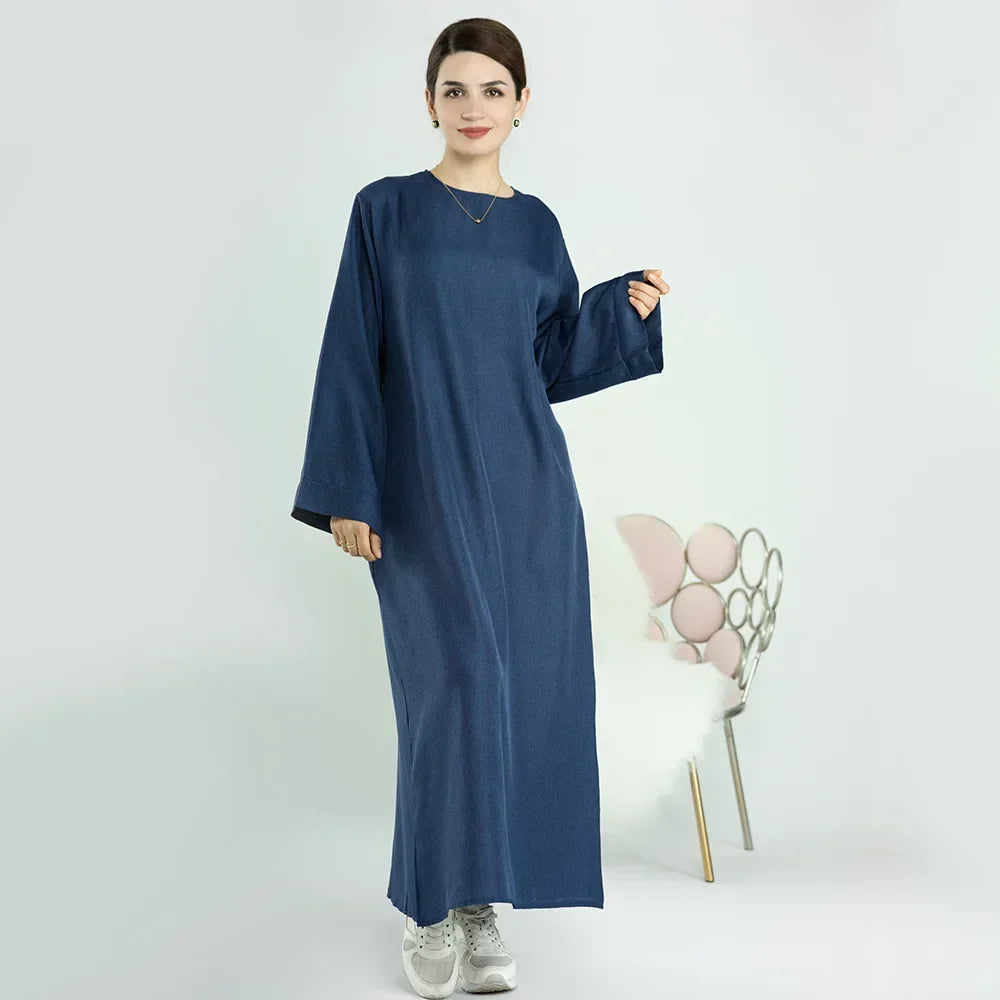 Cotton Linen Abaya Closed Muslim Dress Turkey Loose Casual Abayas Dubai African Dresses for Women Kaftan Robe Islam Clothing