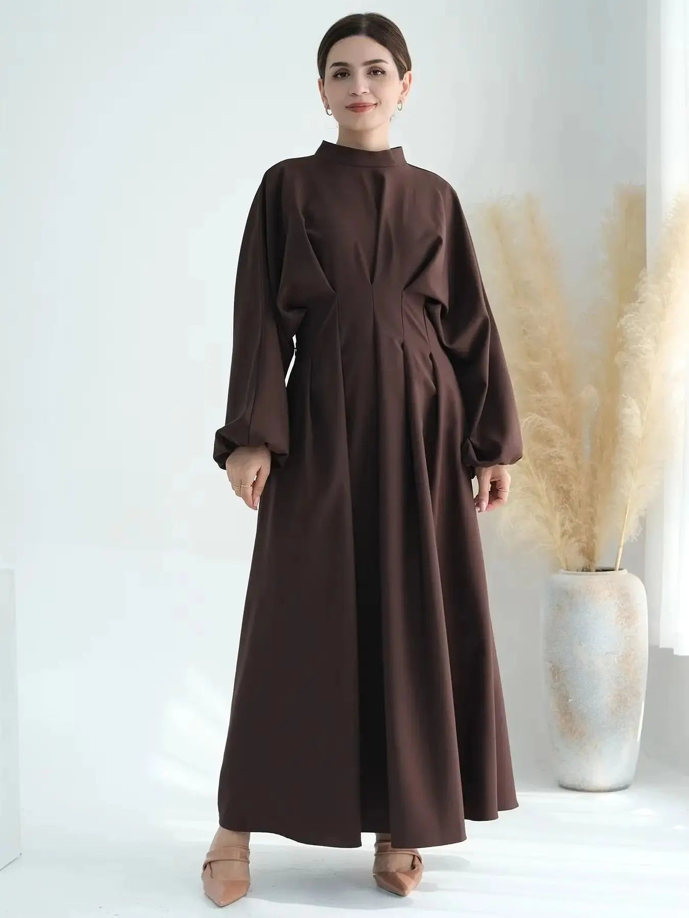 Fashion Jazz Muslim Dress Elastic Cuff Sleeve Robe Female Full Length Umbrella Dubai Modest Abaya Women Muslim Dress wy2028