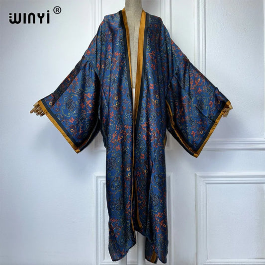 Retro print Kimono Summer Cardigan Female Blouse abaya