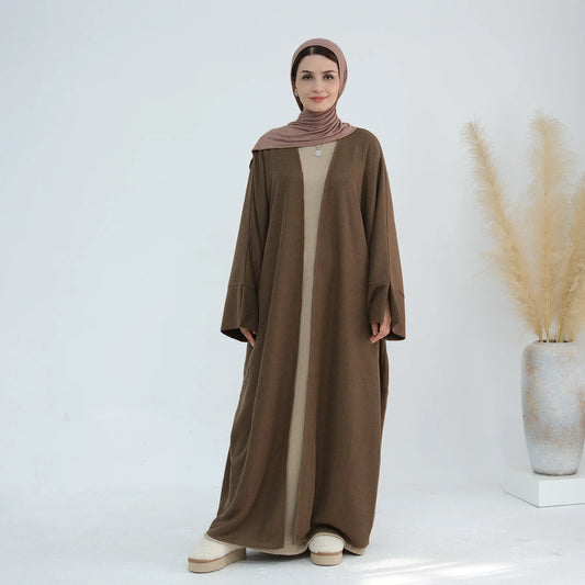 Femme Musulmane Knit Cardigan Women Muslim Open Abaya Turkey Kaftan Eid Islam Clothing Dubai Abayas Kimono Jalabiya Dress Robe