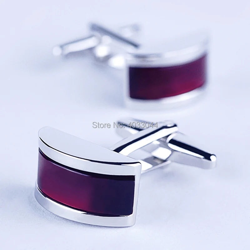 Red Onyx Cufflinks For Shirts Rectangle Men's Accessories Set Rhodium Plated Jewellery 2pcs Cuff Link OnlyArt  Jewelry