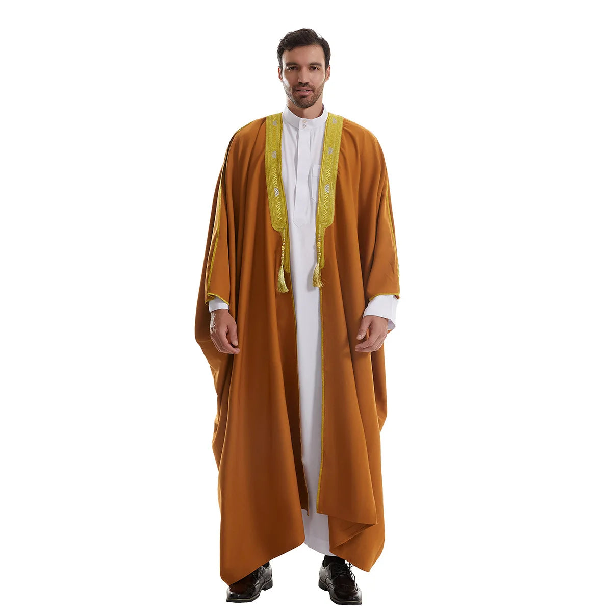 Men's Thick Fabric Embroidered Outer Robe, Middle East, Luxury, Dubai, Arab, Arab, Muslim, Ramadan, Morocco, Fashion