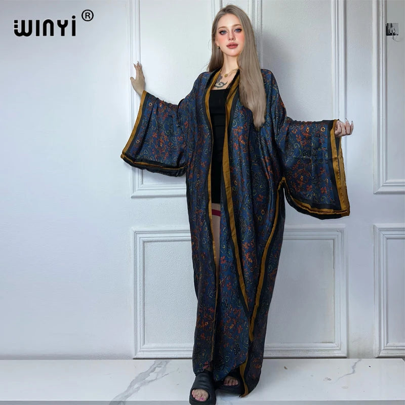 Retro print Kimono Summer Cardigan Female Blouse abaya