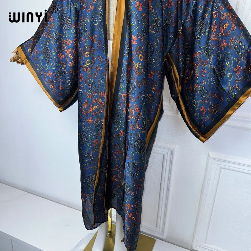 Retro print Kimono Summer Cardigan Female Blouse abaya