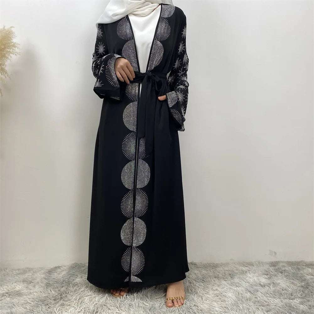 New Dubai Fashion Modest Open Kimono Abayas Diamond