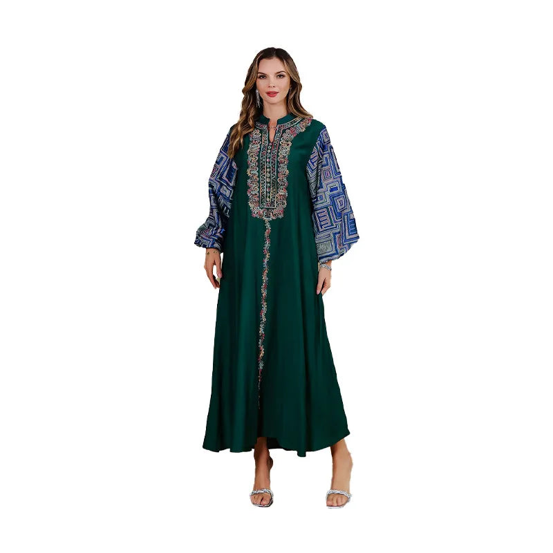 Luxury Dubai  Women Muslim Dress Embroidery Beaded Kaftan Turkey Caftan Robe Femme Musulmane