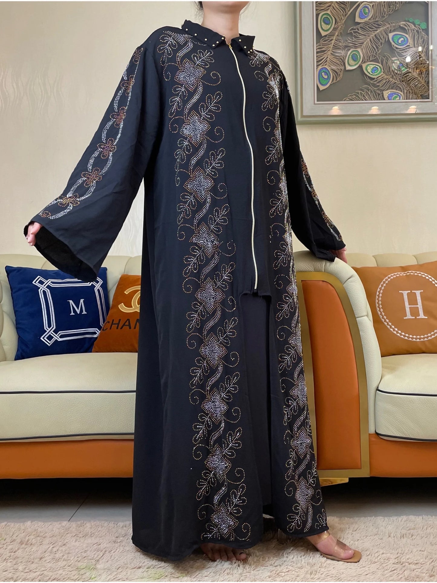 New Abayas For Women Elegant Hijab Dress Dubai Turkey Muslim Long Sleeve  Caftan Marocain Shiny Stones Kimono Islamic Clothing