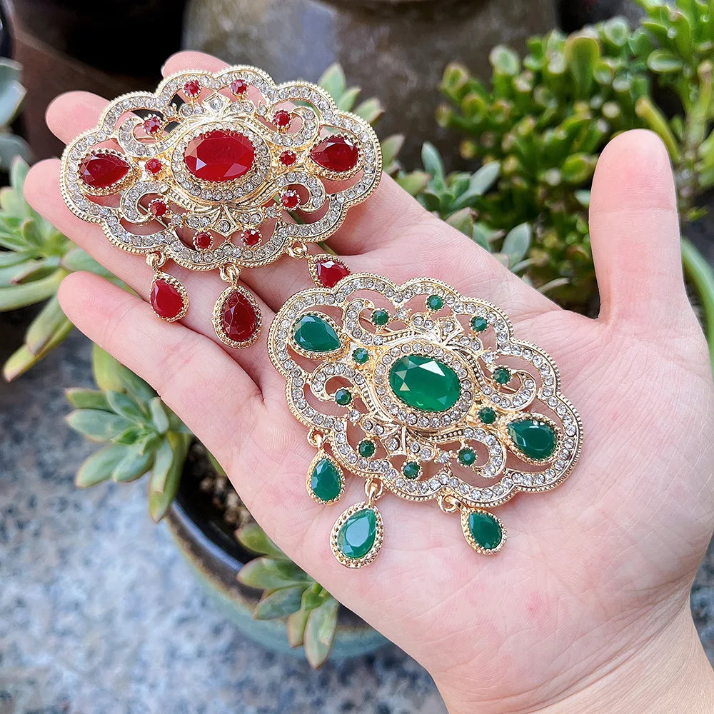 Sunspicems Elegent Round Flower Turkish Brooch For Women Ethnic Caftan Corsage Bride Wedding Jewerly Indian Bohemia Broches Pins