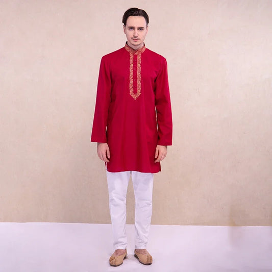 Indian Dress for Men Kurtas Traditional Style Kurti Sets 3 Color Hindu Clothes Cotton Kurtha Indian Clothing Men Costume