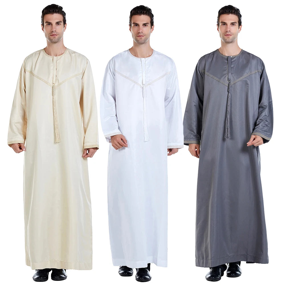 Arab Thobe Thoub Islamic Muslim Clothing Jubba Mens Robe Long Sleeve Saudi Arabe Kaftan Indian Dress Abaya Plus Size Oman Robes