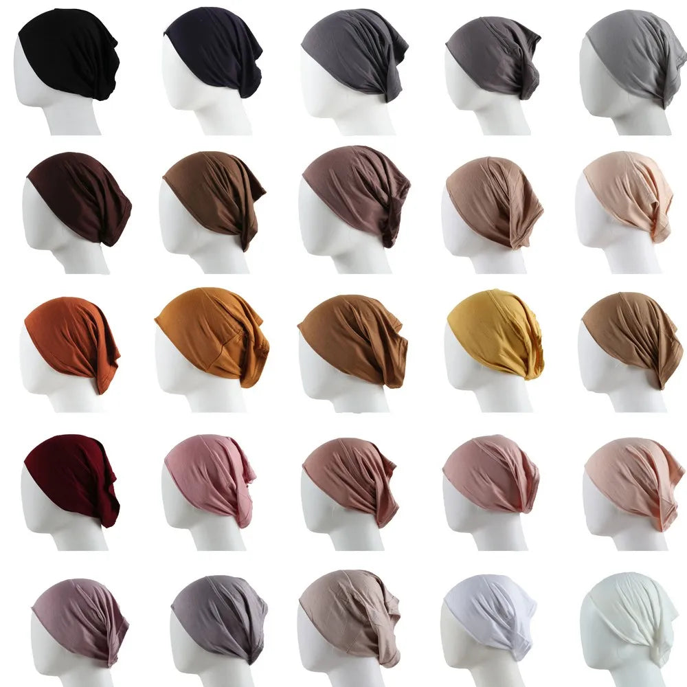 Inner Hijab Cap Muslim Turban Islam Underscarf  Undercap Bonnet 53 Color Soft Jersey Stretch HIjabs Tube Caps Turbante Mujer