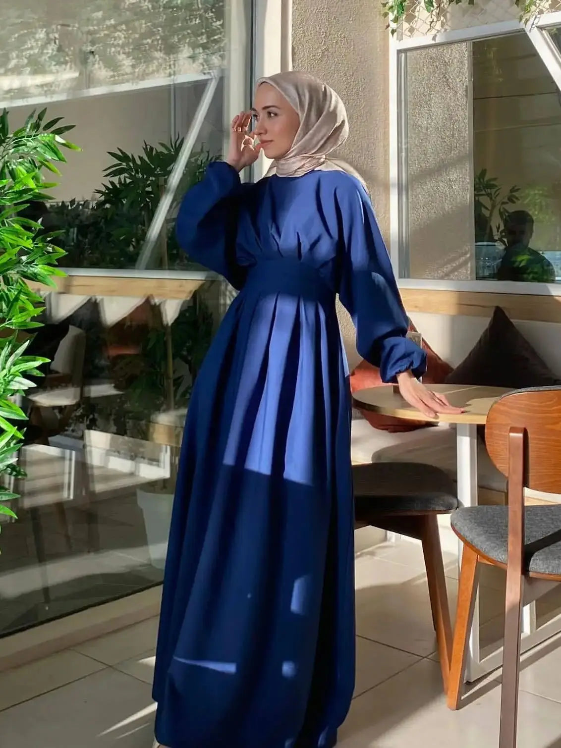 Fashion Jazz Muslim Dress Elastic Cuff Sleeve Robe Female Full Length Umbrella Dubai Modest Abaya Women Muslim Dress wy2028